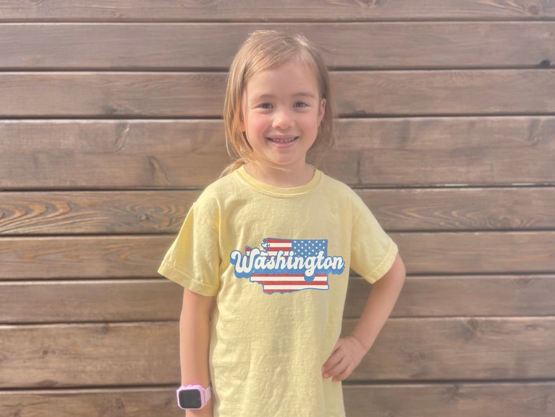 Washington Youth Shirt – PNW Pride Graphic Tee in Red, White, & Blue