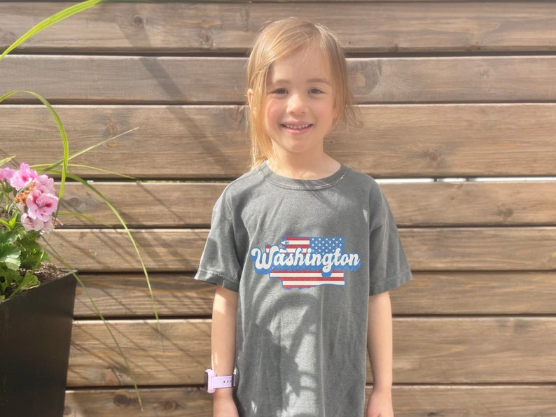 Washington Youth Shirt – PNW Pride Graphic Tee in Red, White, & Blue