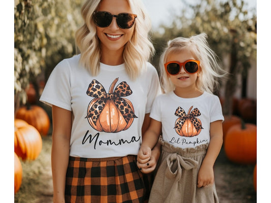 Mommy and Me Matching Outfit - Fall Pumpkin Shirt for Baby Toddler and Mama