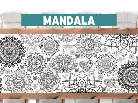 Large Mandala Coloring Banner Coloring Poster Tablecloth for Party Sheet