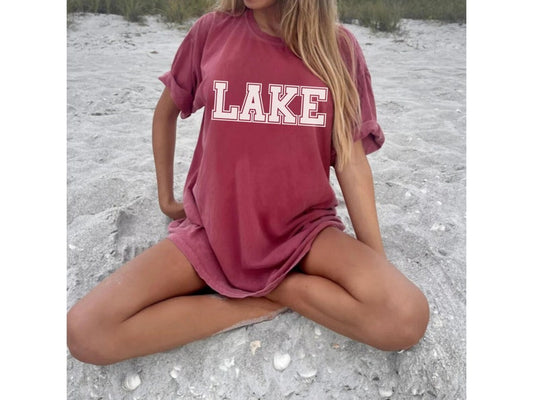 Lake Comfort Colors Shirt - Oversized On the Lake Tee for Vacation and Summer Days