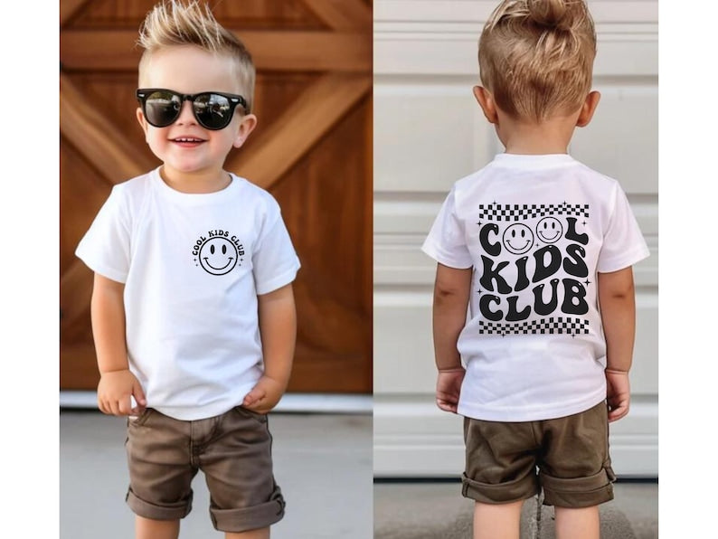 Cool Kids Club Retro Smiley Tee – Front & Back Design