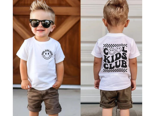 Cool Kids Club Retro Smiley Tee – Front & Back Design