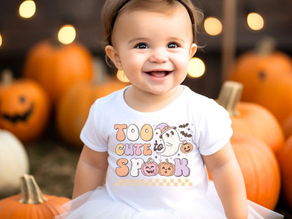 Too Cute to Spook Shirt Youth Halloween Vibe Toddler Tee Pumpkin Kid's Top