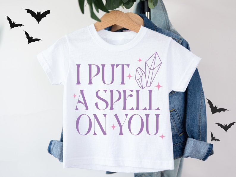 I Put a Spell on You Cute Crystal Youth Halloween T-Shirt Spooky Season Kid's Top