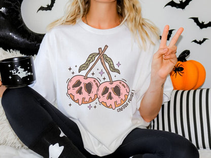 Caution Poison Halloween Shirt - Funny Retro Cherry Graphic Tee