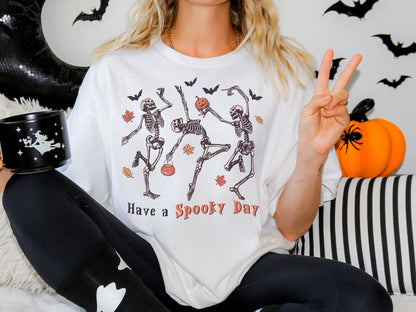 Have a Spooky Day Skeleton Halloween Shirt - Retro Boho Fall Top