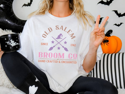 Old Salem Broom Co. Funny Halloween Shirt - Retro Boho Graphic Tee