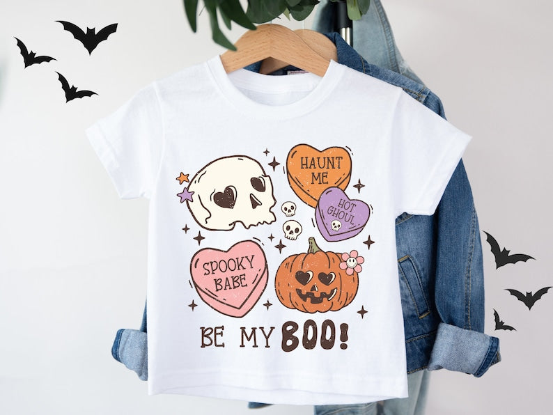 Be My Boo Youth Halloween Candy T-Shirt Spooky Season Unisex Kid's Top