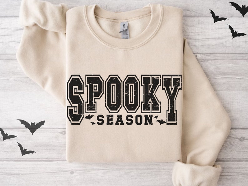 Retro Halloween Vibe Distressed Comfy Sweatshirt - Spooky Season Sweater