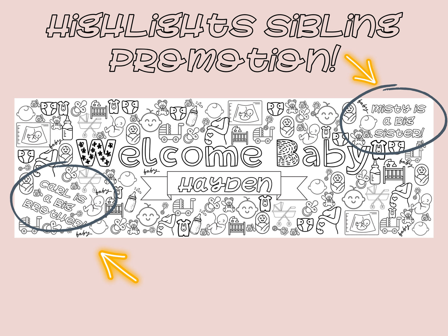 Giant Welcome Fun 6ft Personalized Baby Banner Tablecloth 24"x72"