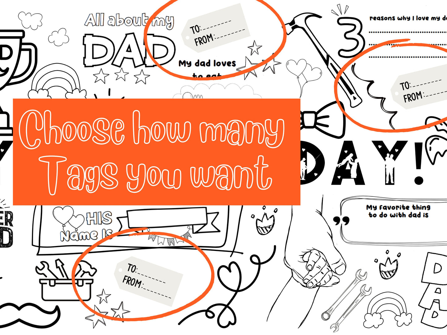 Make Dad Smile 6ft Coloring Banner Tablecloth for Father Day