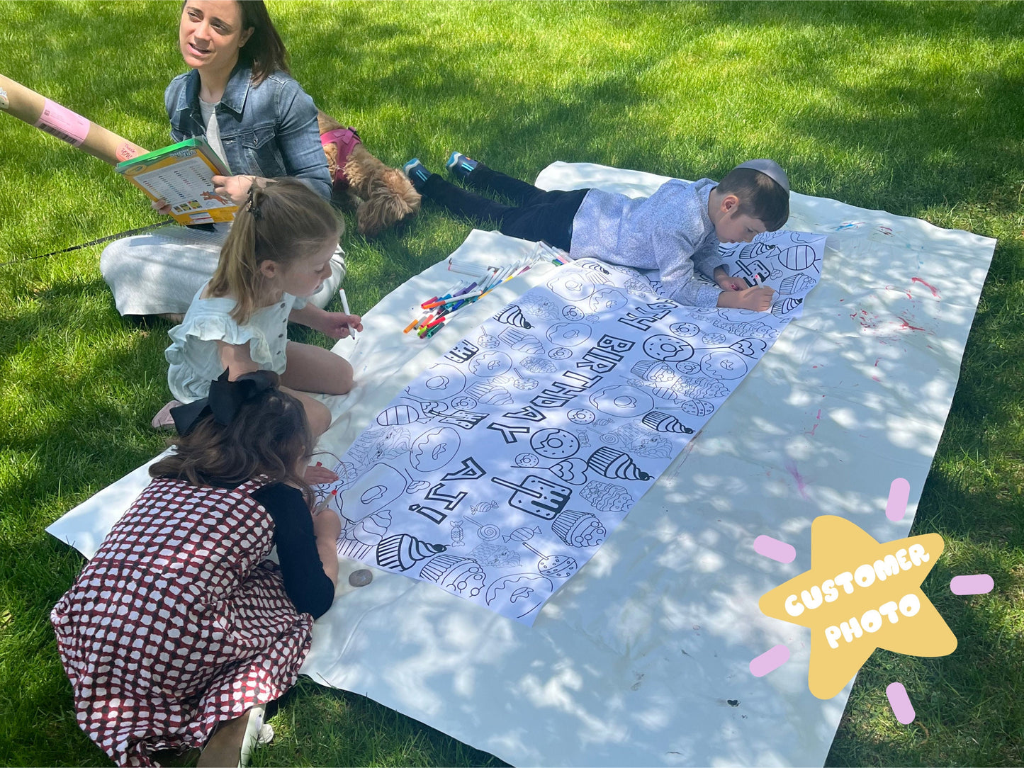 Festive Table Fun Activity Cupcake Coloring Banner Tablecloth