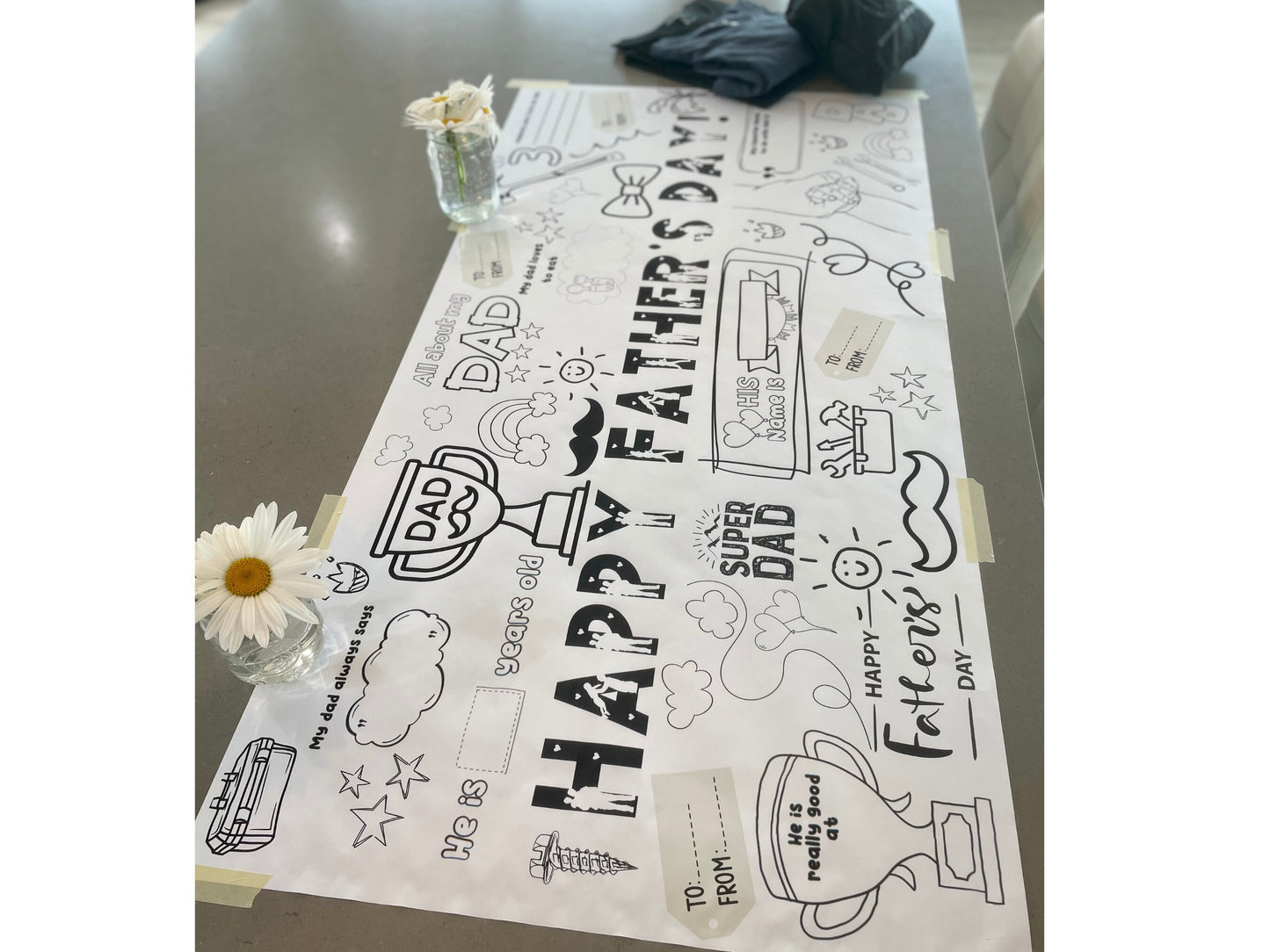 Make Dad Smile 6ft Coloring Banner Tablecloth for Father Day