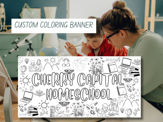 Home school Strong 6ft Coloring Banner Personalized Tablecloth 24"x72