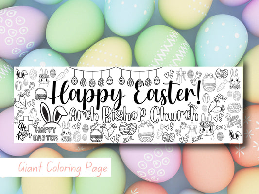 LARGE 6-foot Coloring Banner Easter Party Personalized Birthday Poster Church Religious