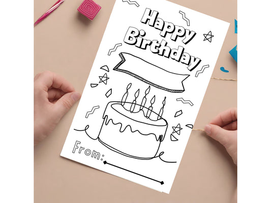 Printable 5x7" Colorable Kid Birthday Card  Instant Download PDF