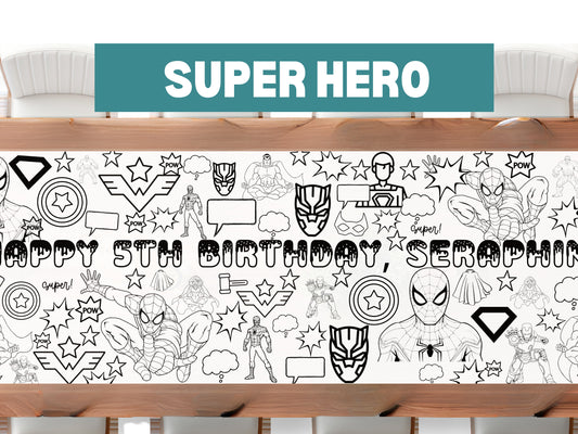 Unleash Your Inner Hero 6ft Super Hero Coloring Banner Tablecloth