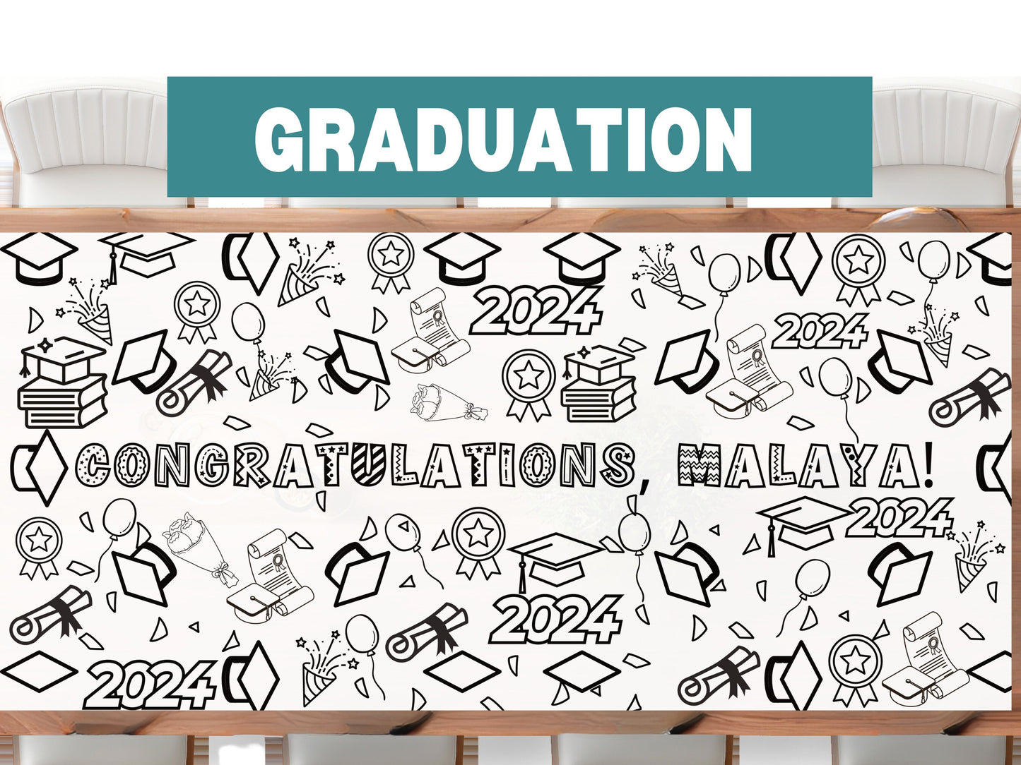 Make Their Graduation Unforgettable Personalized Banner Tablecloth Set