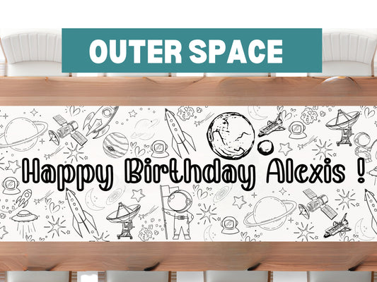 Giant Space Coloring Party Fun 6ft Banner Table Cover