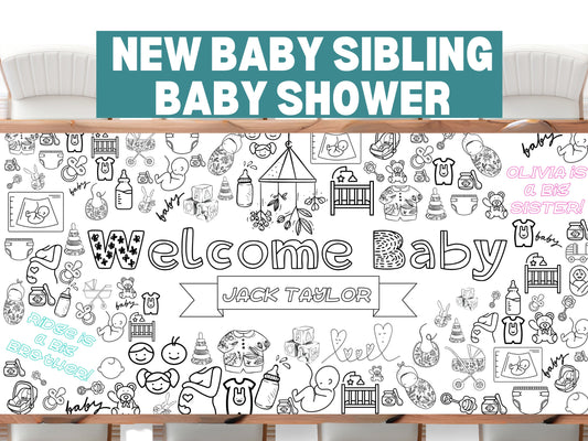 Giant Welcome Fun 6ft Personalized Baby Banner Tablecloth 24"x72"