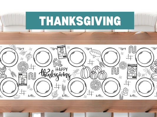 Thanksgiving Party Decoration Personalized Coloring Set Banner Tablecloth