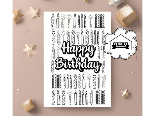 5x7" Colorable Birthday Card Instant Download for Kids & Friends