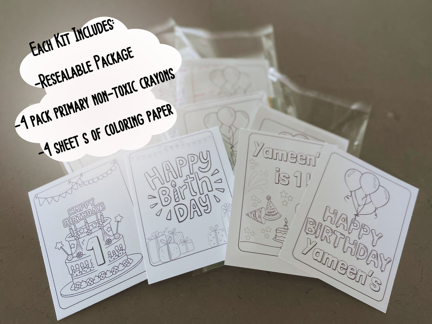 Personalized Birthday Party Favors Coloring Sheets