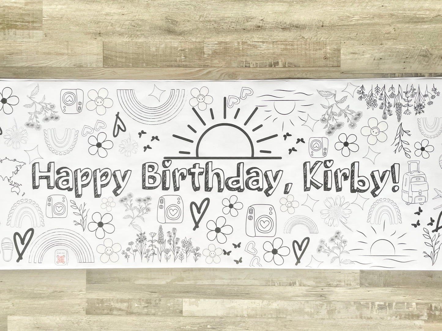 Happy First Birthday 6ft Sun-Themed Coloring Banner Tablecloth