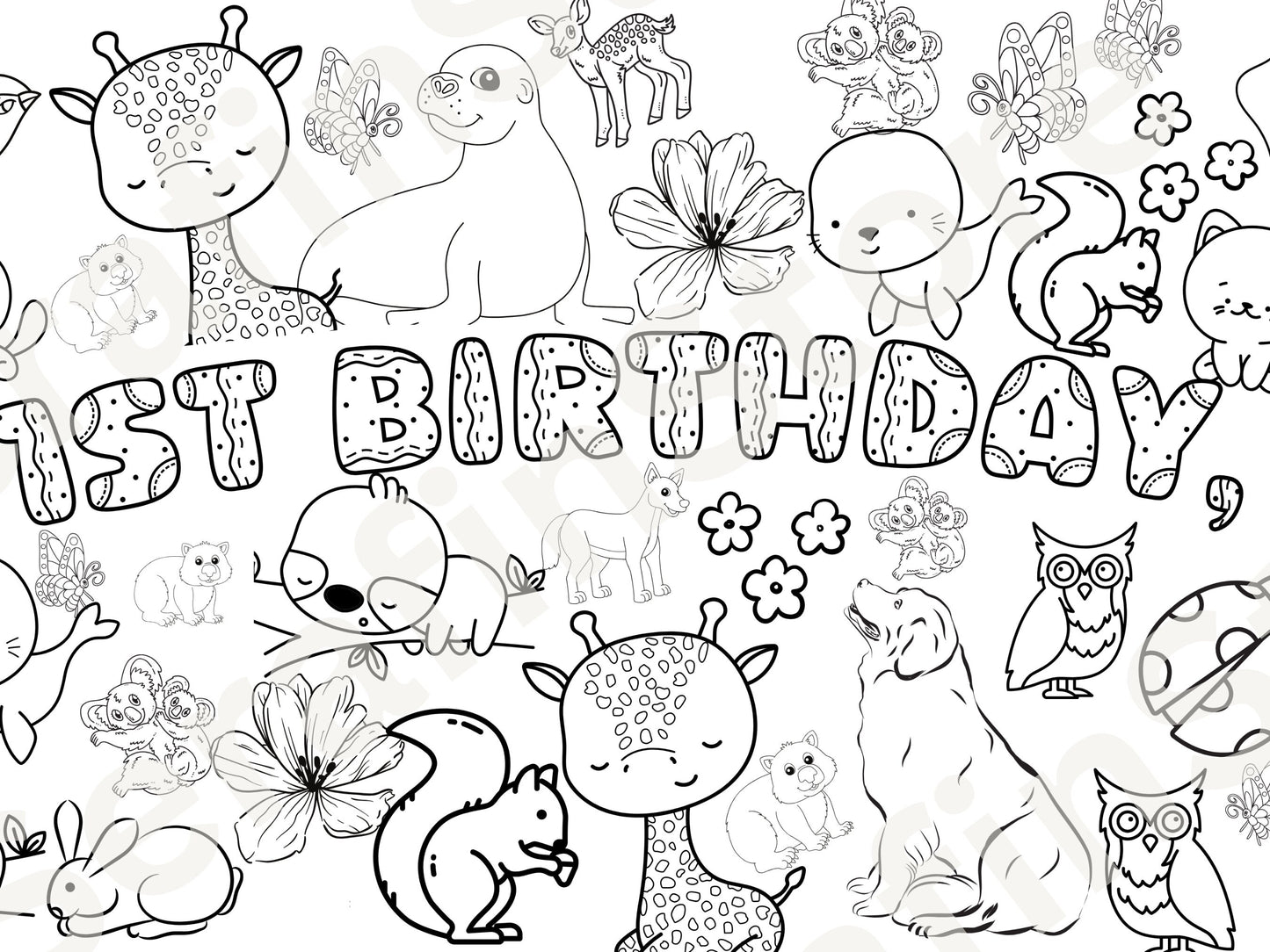 Safari Jungle LARGE 6-foot Coloring Banner Personalized Birthday Animal Table Cover