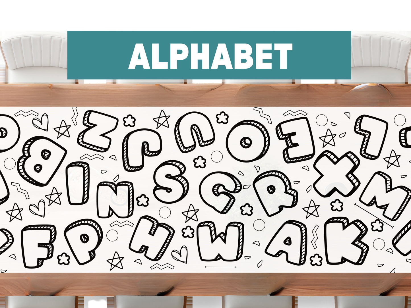 LARGE 6-foot Coloring Banner Alphabet Educational Poster