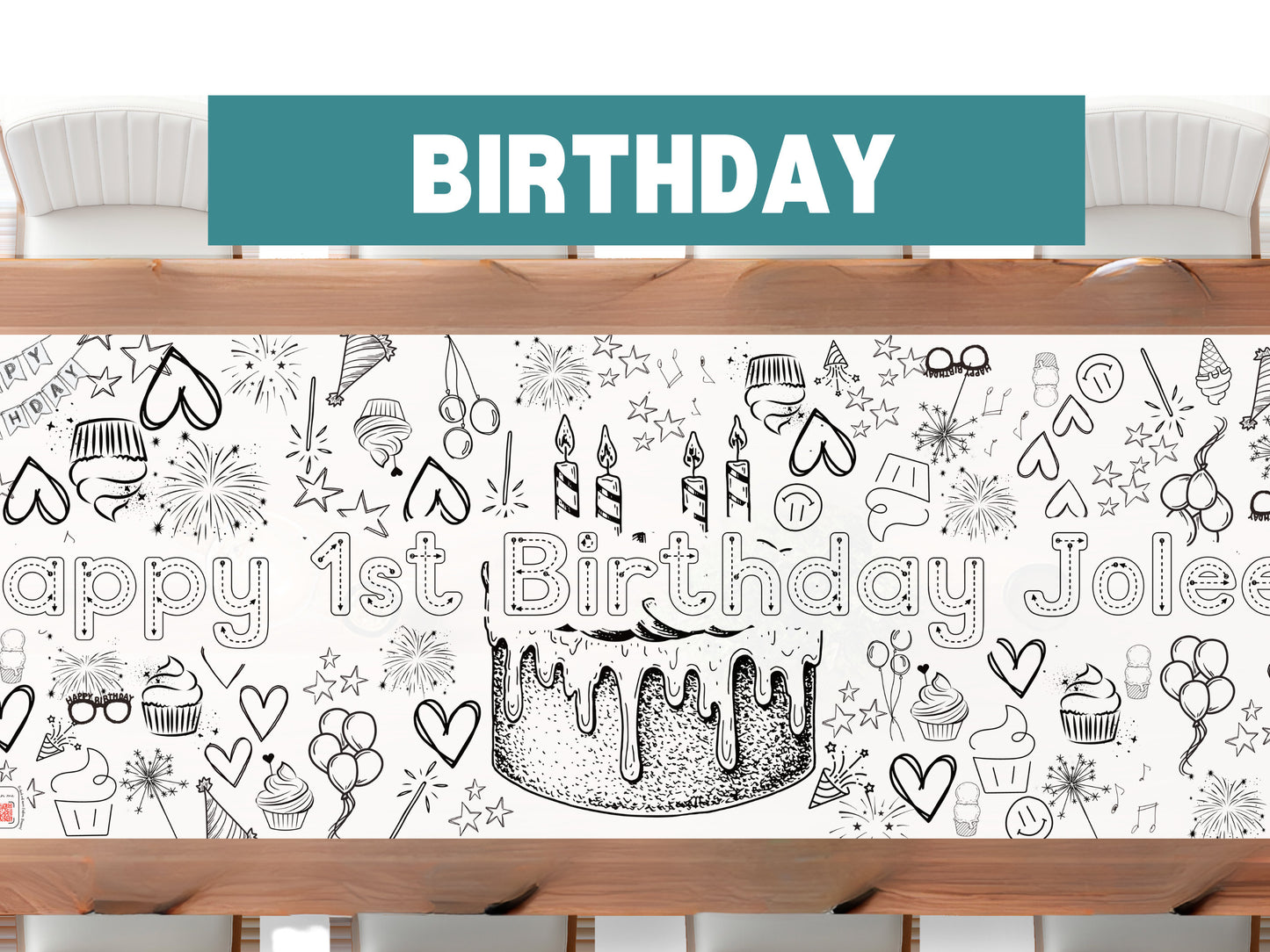 LARGE 6-foot Coloring Banner Event Personalized Birthday ideas Poster