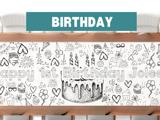 LARGE 6-foot Coloring Banner Event Personalized Birthday ideas Poster