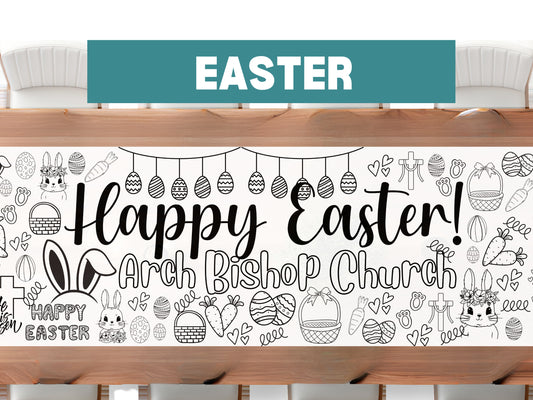 LARGE 6-foot Coloring Banner Easter Party Personalized Birthday Poster Church Religious