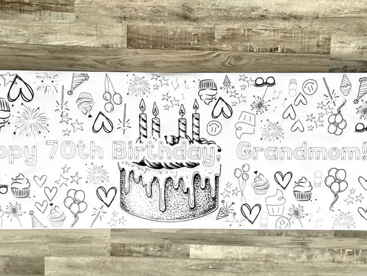 LARGE 6-foot Coloring Banner Event Personalized Birthday ideas Poster