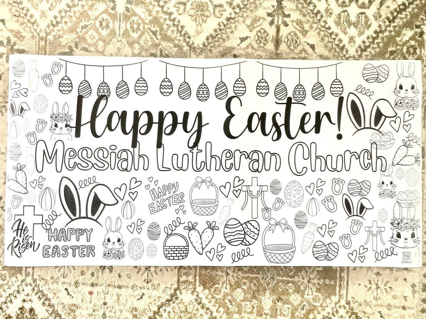 LARGE 6-foot Coloring Banner Easter Party Personalized Birthday Poster Church Religious