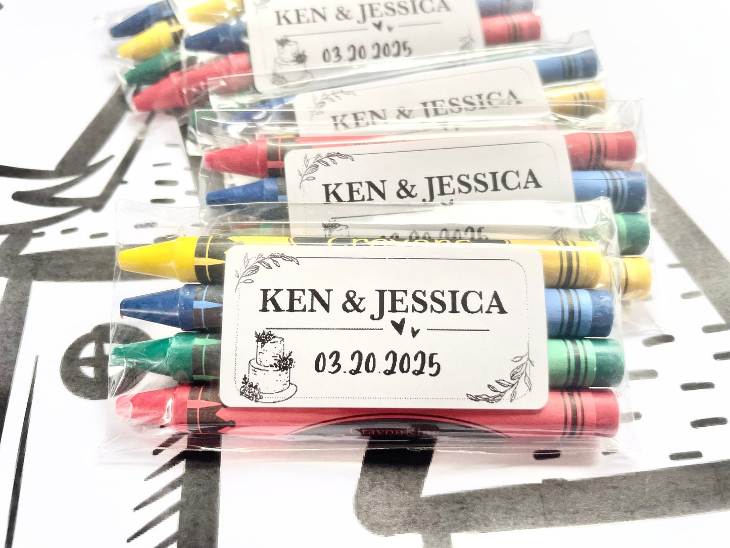 Personalized Wedding Name Date Favor 4-pack Crayon Custom Wedding Favor