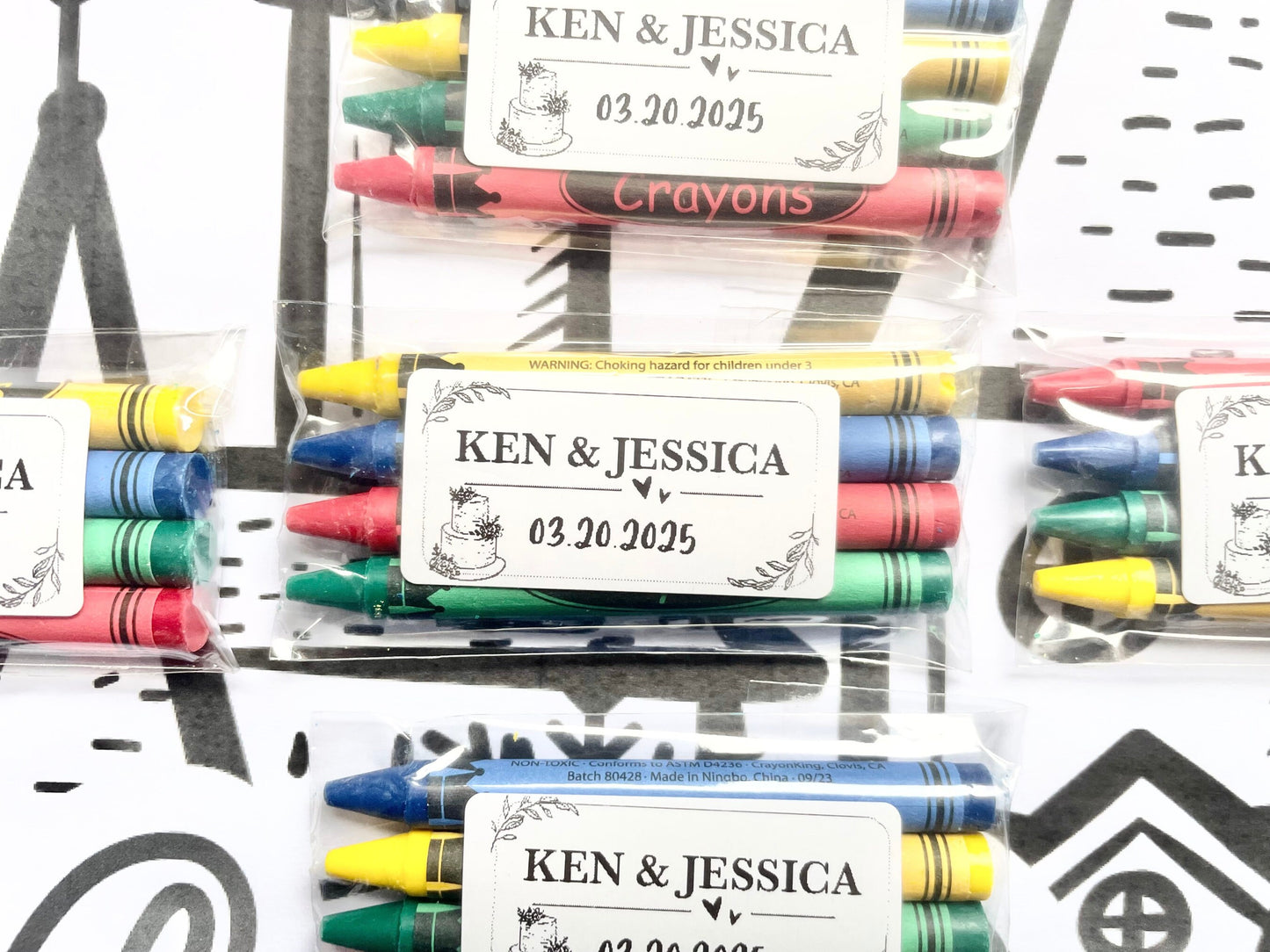 Personalized Wedding Name Date Favor 4-pack Crayon Custom Wedding Favor