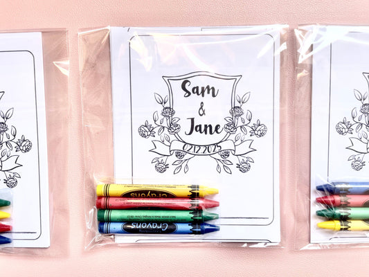 Personalized Wedding Coloring Fun DIY Activity Kit Party Favors