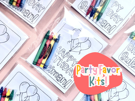 Personalized Birthday Party Favors Coloring Sheets