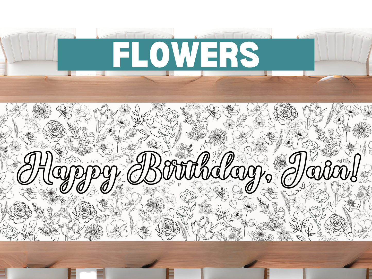 6ft Coloring Banner & Daisy Tablecloth Whimsical Party