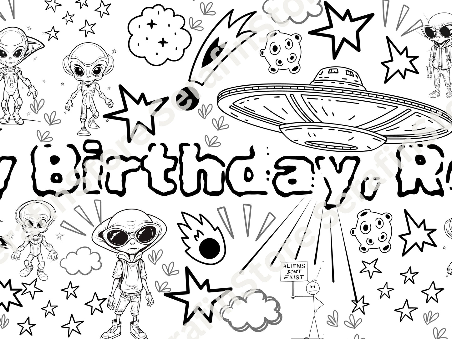 Personalized UFO Coloring Banner - Perfect for Alien Invasion Parties