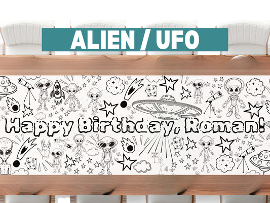 Personalized UFO Coloring Banner - Perfect for Alien Invasion Parties