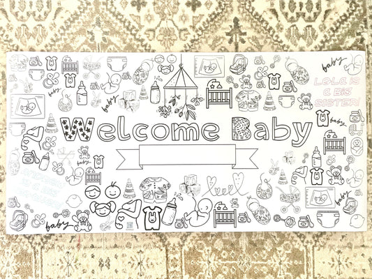 Giant Welcome Fun 6ft Personalized Baby Banner Tablecloth 24"x72"