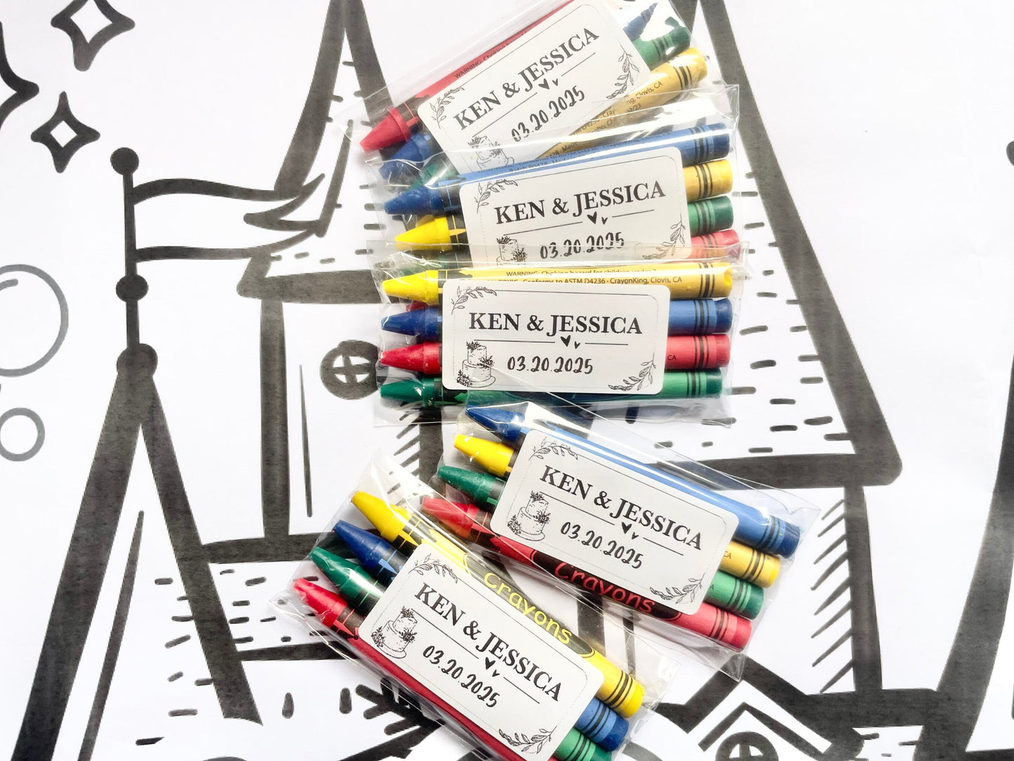 Personalized Wedding Name Date Favor 4-pack Crayon Custom Wedding Favor