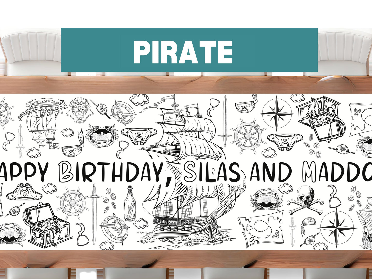 Unleash the Inner Buccaneer Personalized Pirate Coloring Banner